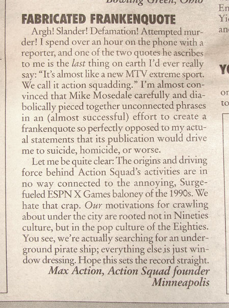 letter to the City Pages editor, Oct 2001